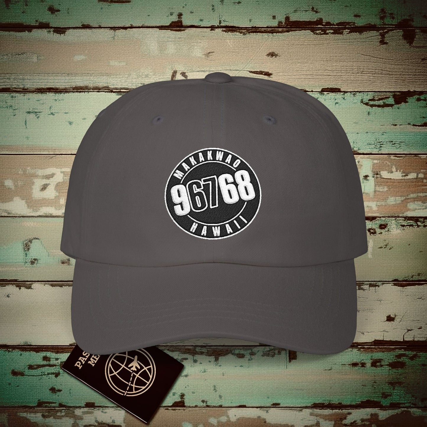 Vintage Makawao Zip Code ("67" Pop Culture Edition), Hawaii Embroidered Hat Dark Grey / One size