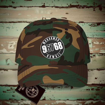 Vintage Makawao Zip Code ("67" Pop Culture Edition), Hawaii Embroidered Hat Green Camo / One size