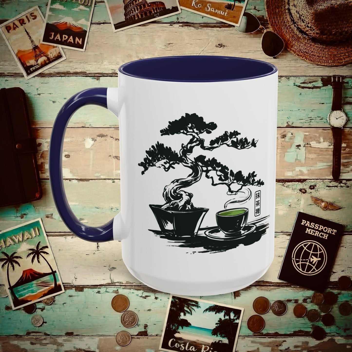 Vintage Matcha Zen, Japan 15oz Mug Navy / 15oz