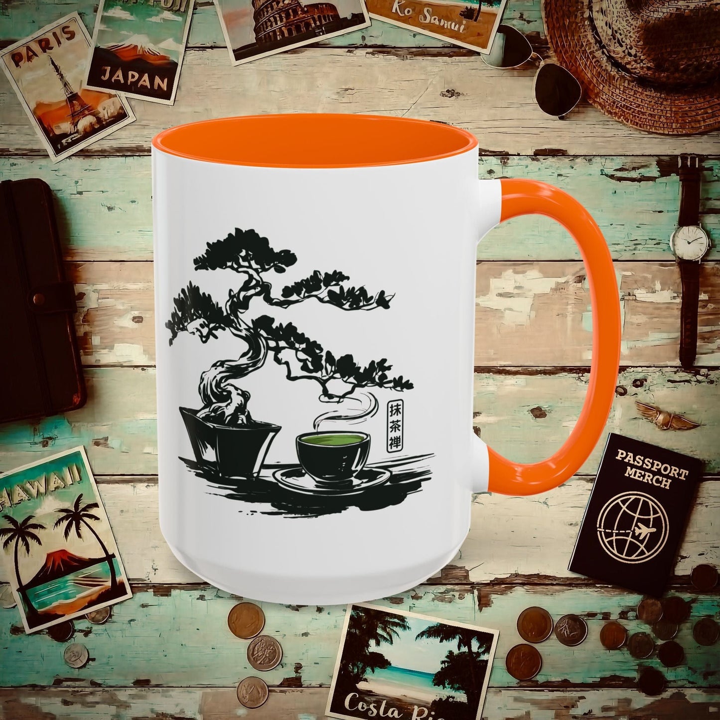 Vintage Matcha Zen, Japan 15oz Mug Orange / 15oz