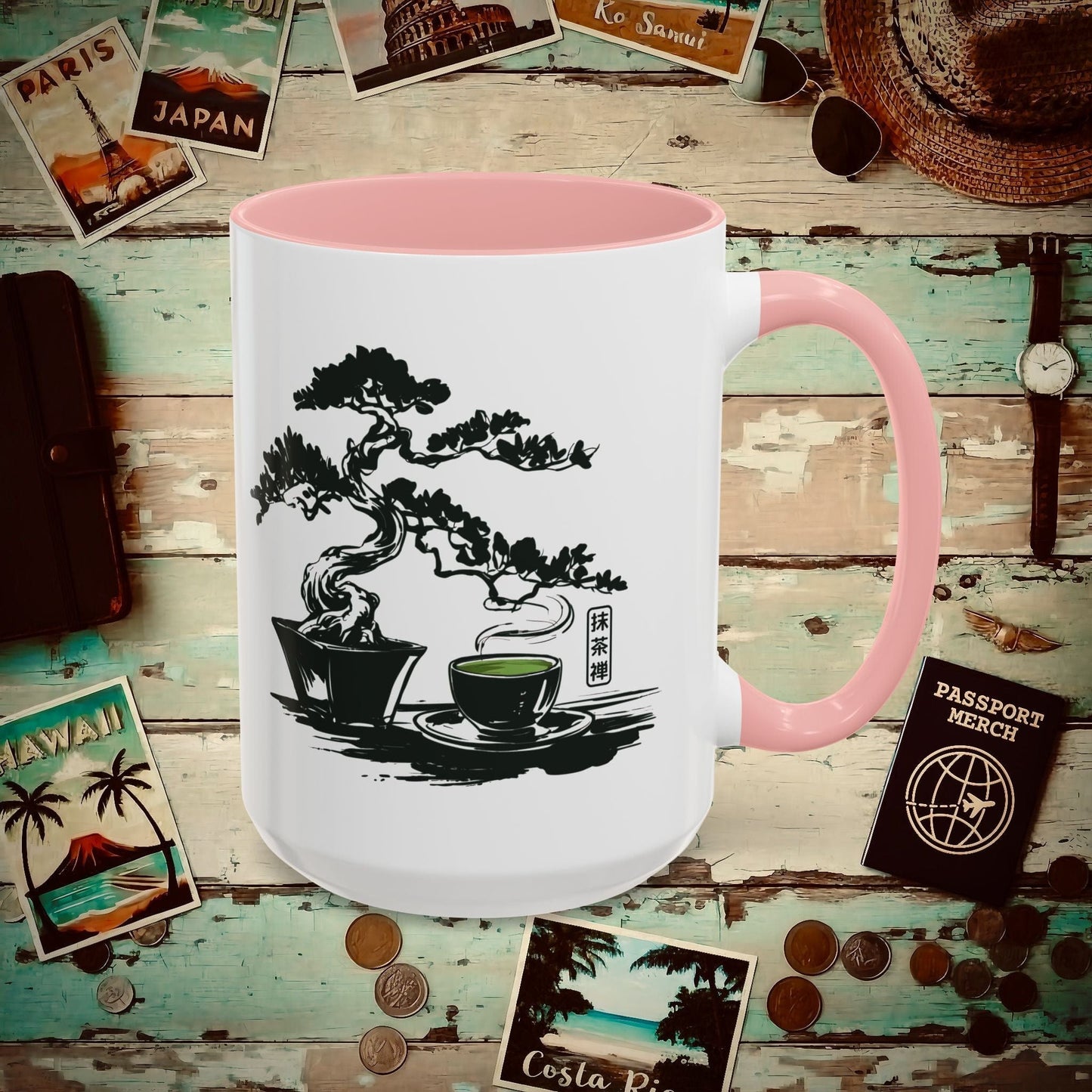 Vintage Matcha Zen, Japan 15oz Mug Pink / 15oz