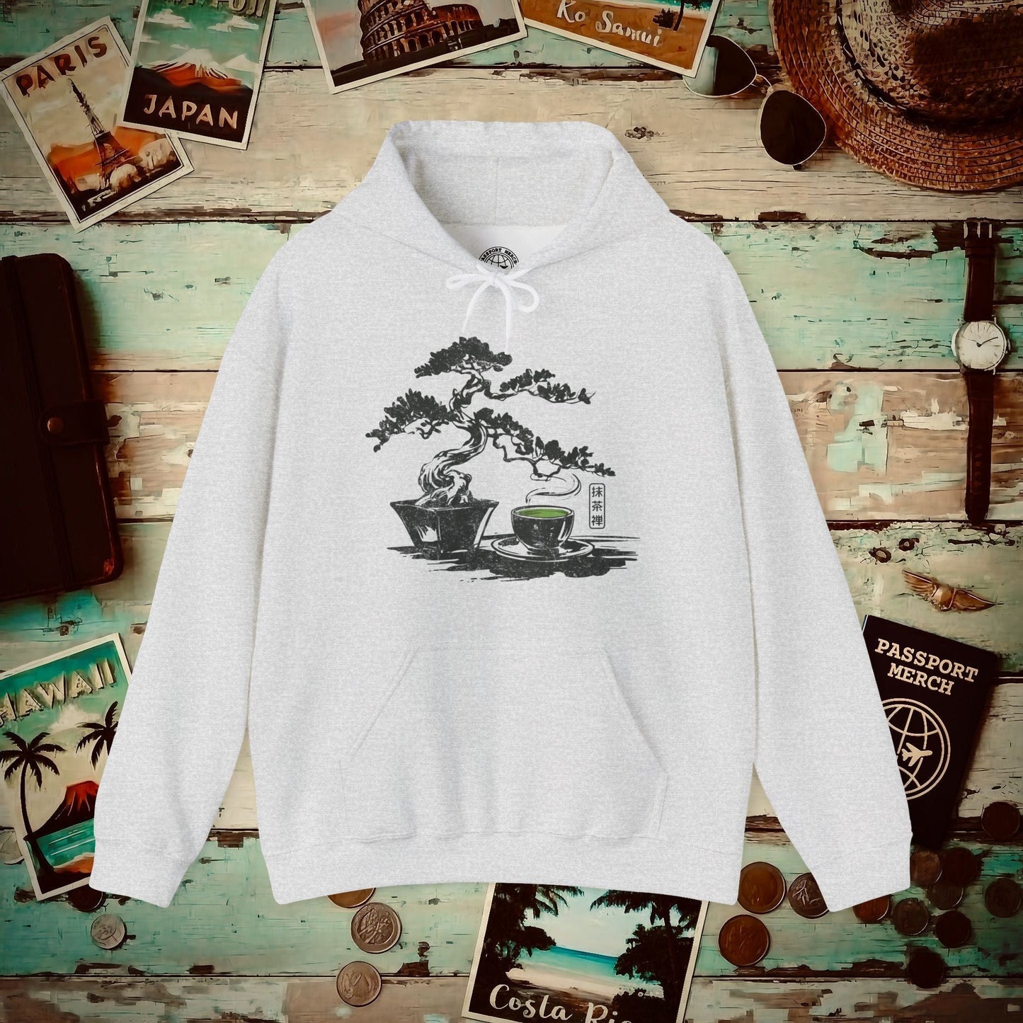 Vintage Matcha Zen, Japan Hoodie Ash / S