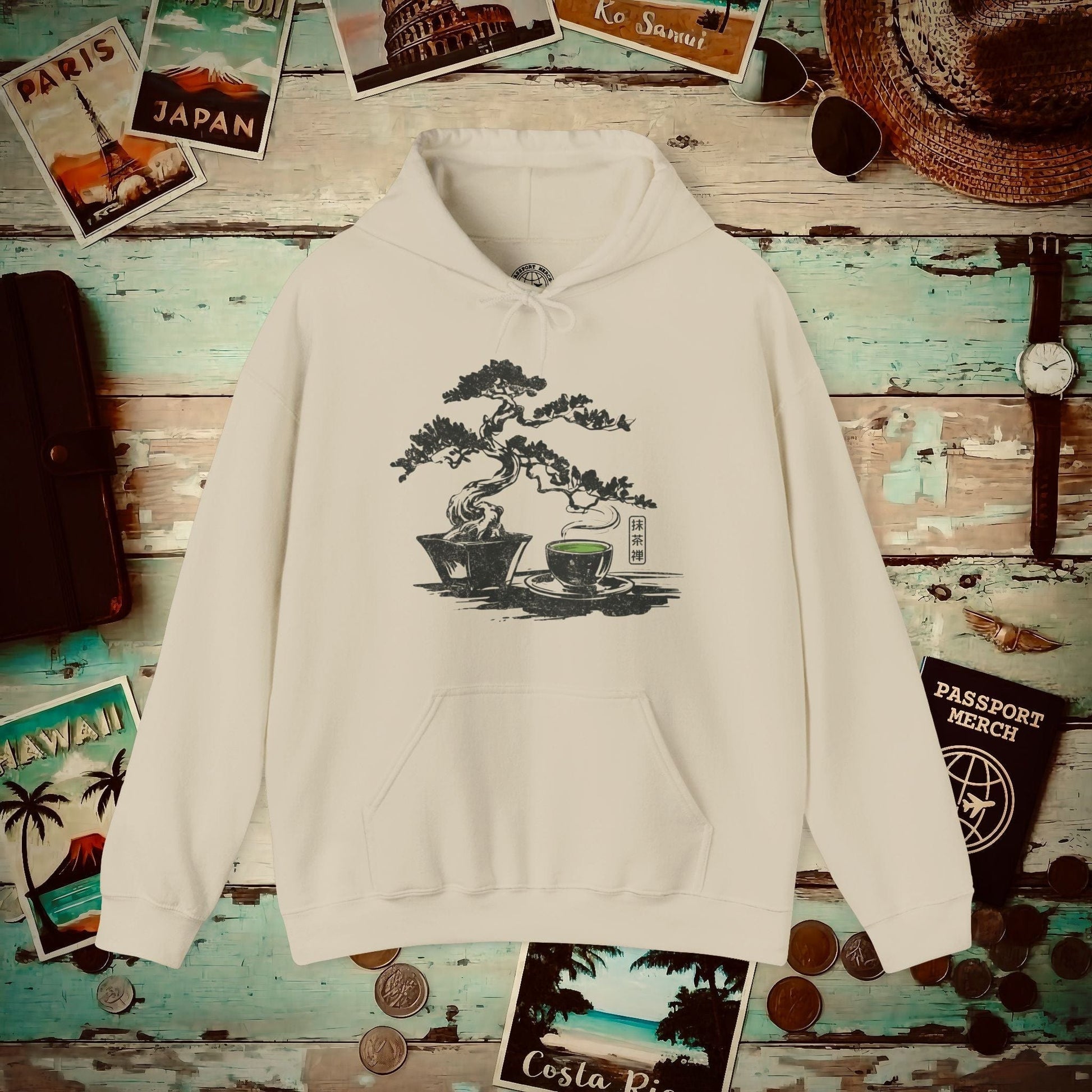 Vintage Matcha Zen, Japan Hoodie Sand / S