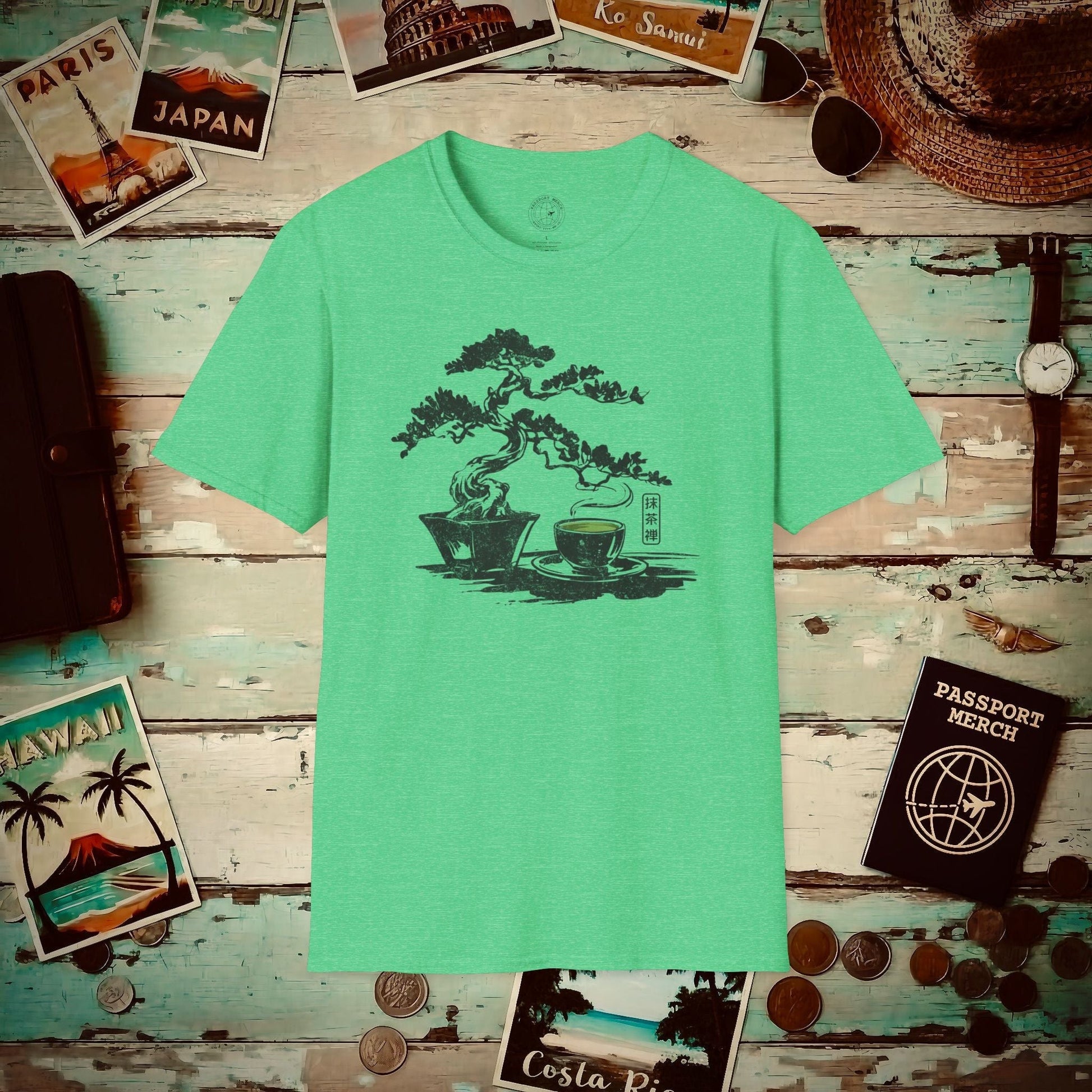 Vintage Matcha Zen, Japan T-Shirt Heather Irish Green / S