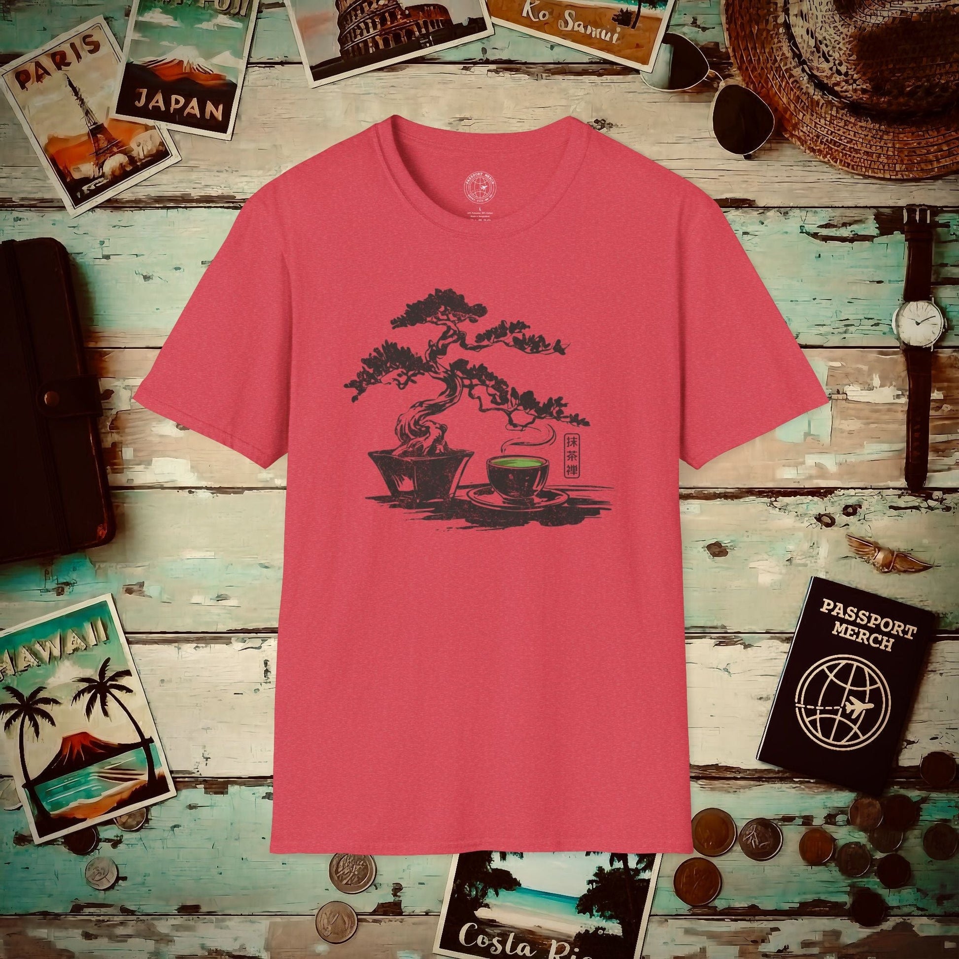 Vintage Matcha Zen, Japan T-Shirt Heather Red / S