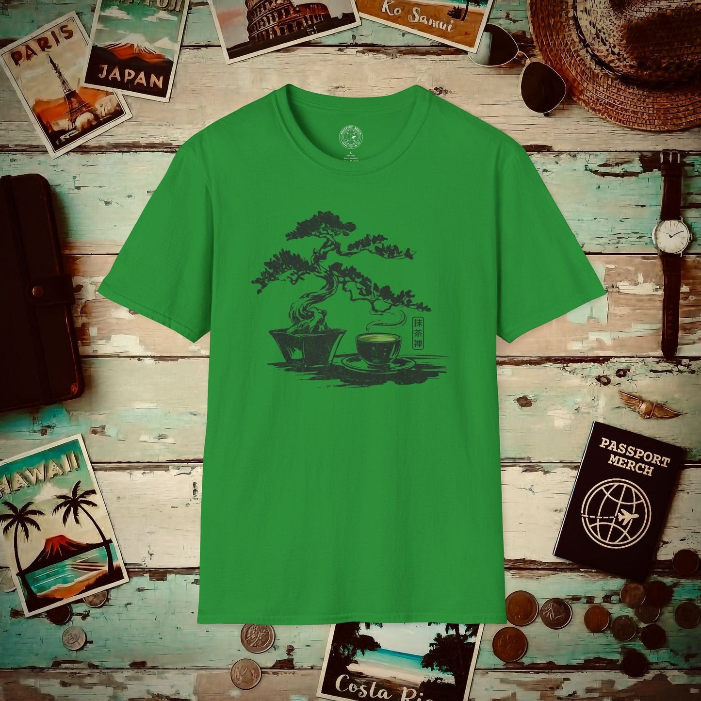 Vintage Matcha Zen, Japan T-Shirt Irish Green / S