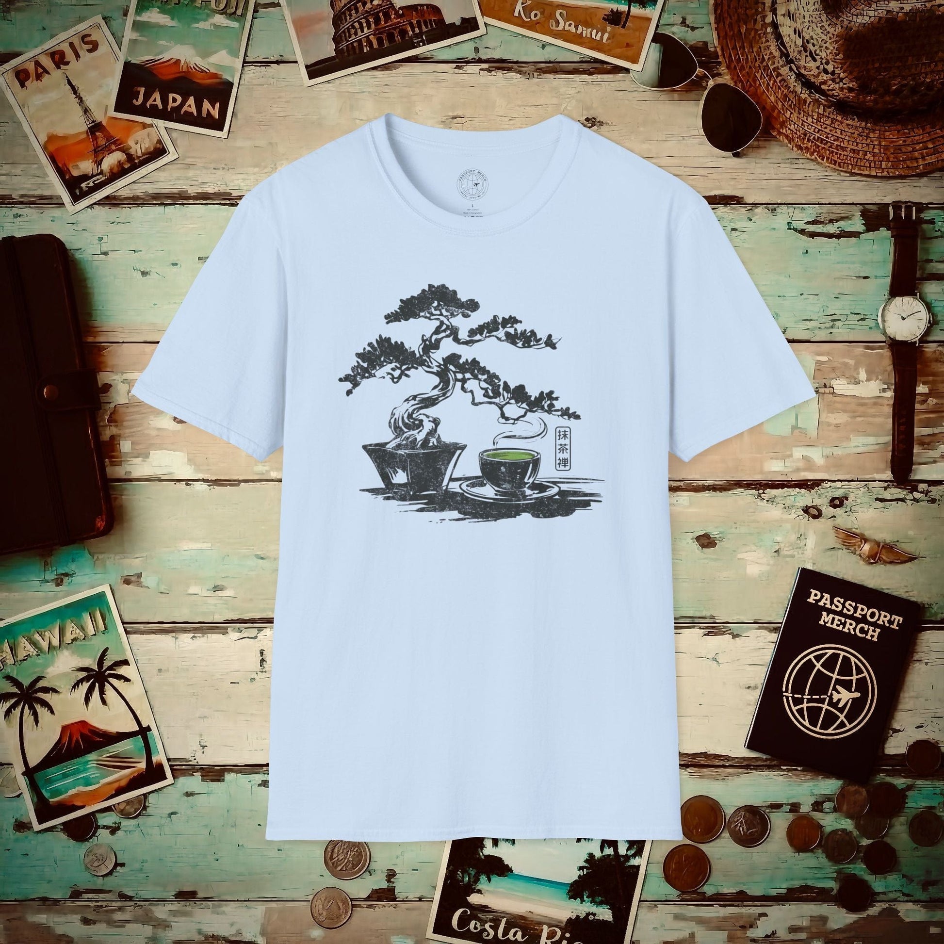 Vintage Matcha Zen, Japan T-Shirt Light Blue / S