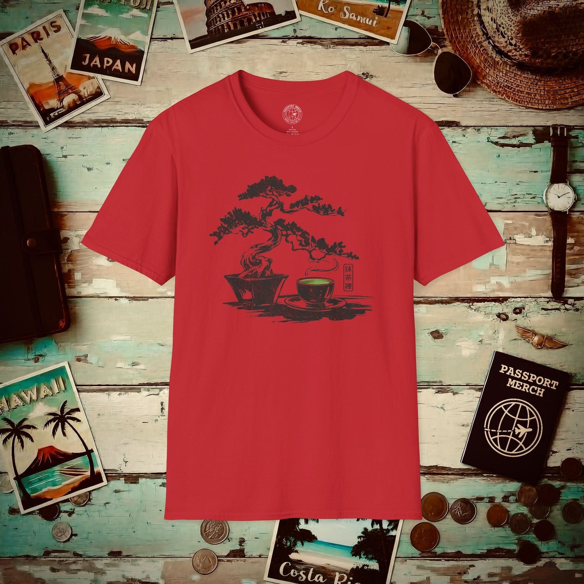 Vintage Matcha Zen, Japan T-Shirt Red / S
