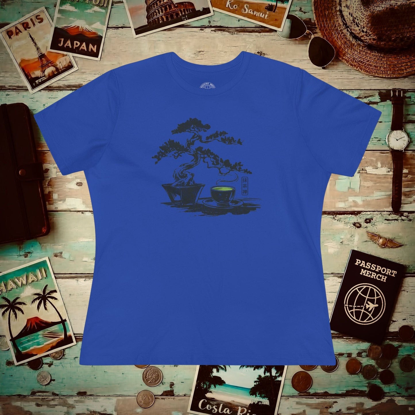 Vintage Matcha Zen, Japan, Womens Fit T-Shirt True Royal / S
