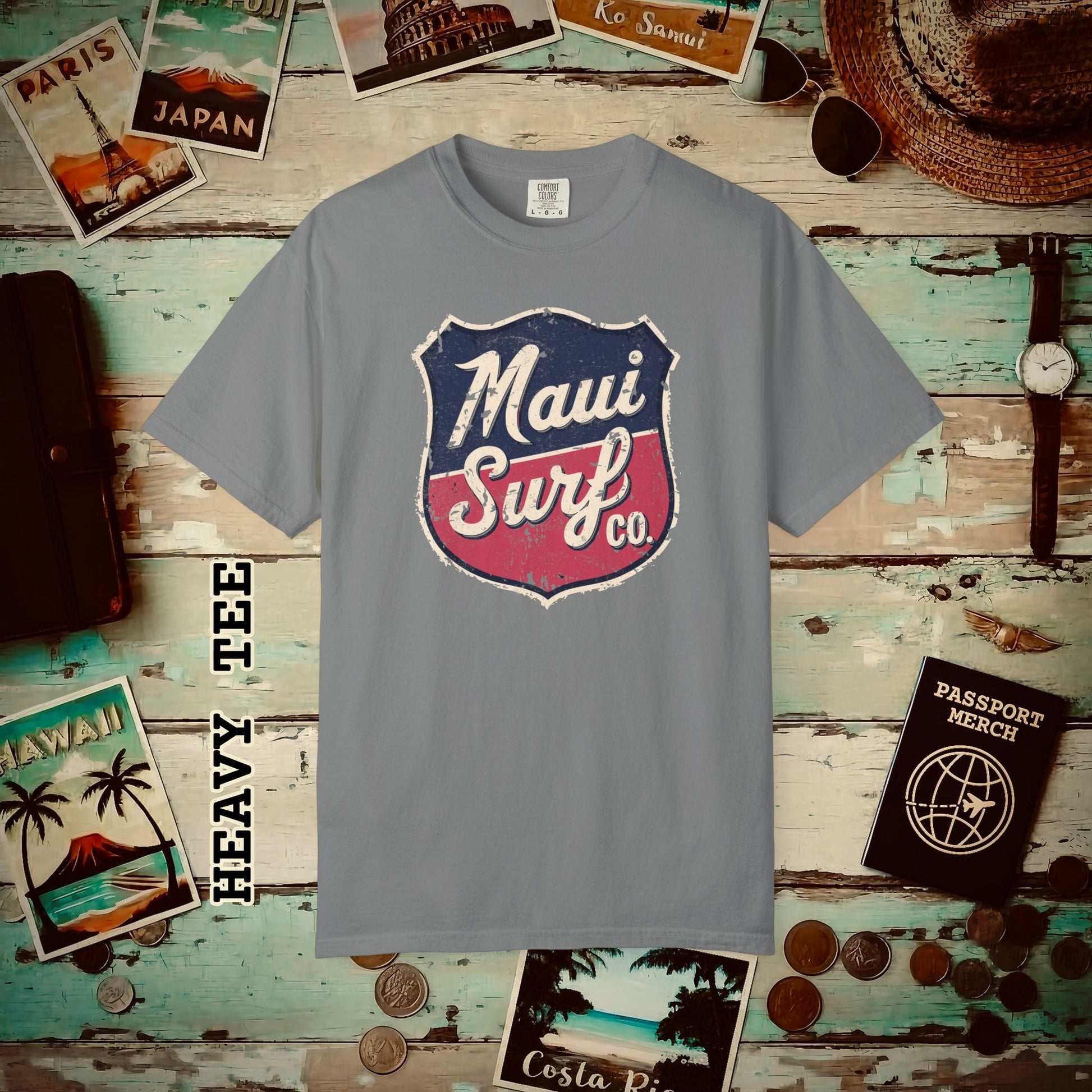 Vintage Maui Surf Co. Shield Hawaii Heavy Tee Grey / S