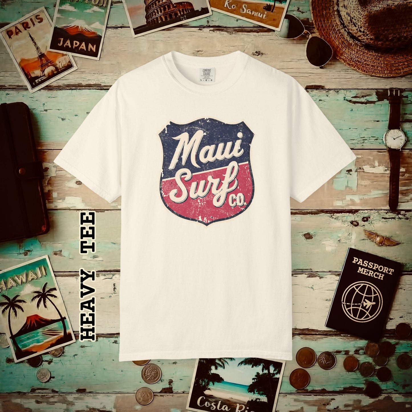 Vintage Maui Surf Co. Shield Hawaii Heavy Tee Ivory / S