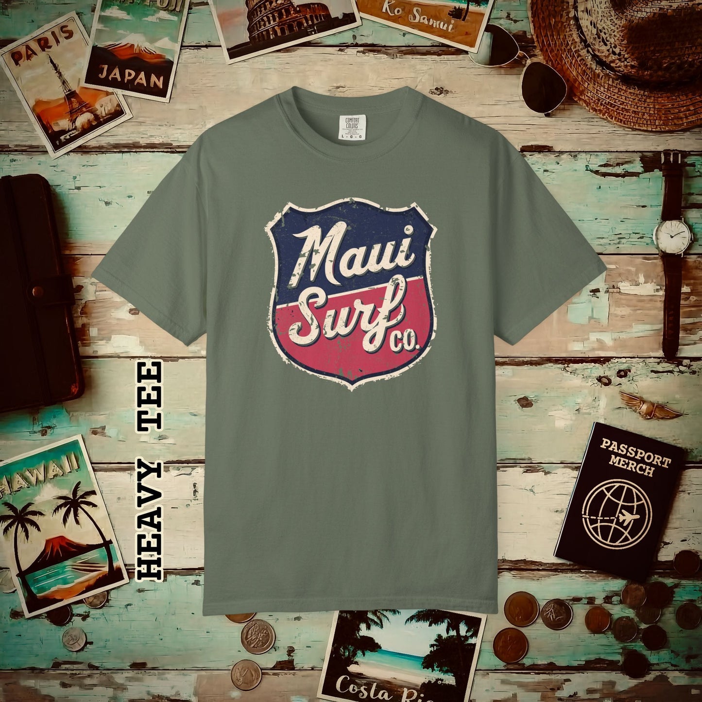 Vintage Maui Surf Co. Shield Hawaii Heavy Tee Moss / S