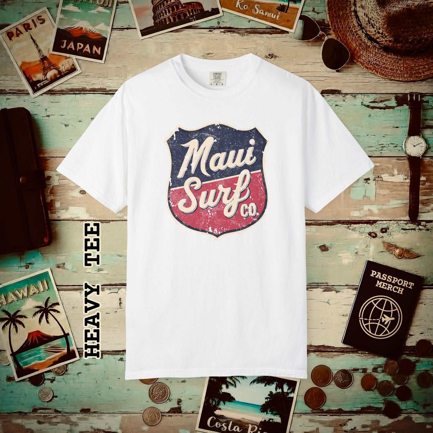 Vintage Maui Surf Co. Shield Hawaii Heavy Tee White / S