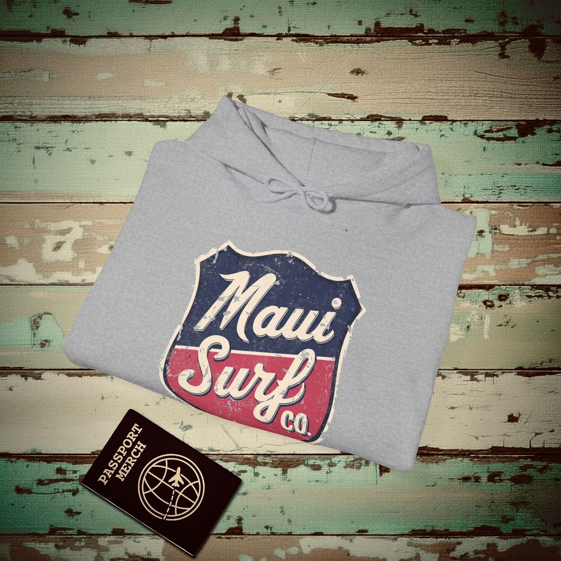 Vintage Maui Surf Co. Shield Hawaii Hoodie Sport Grey / S