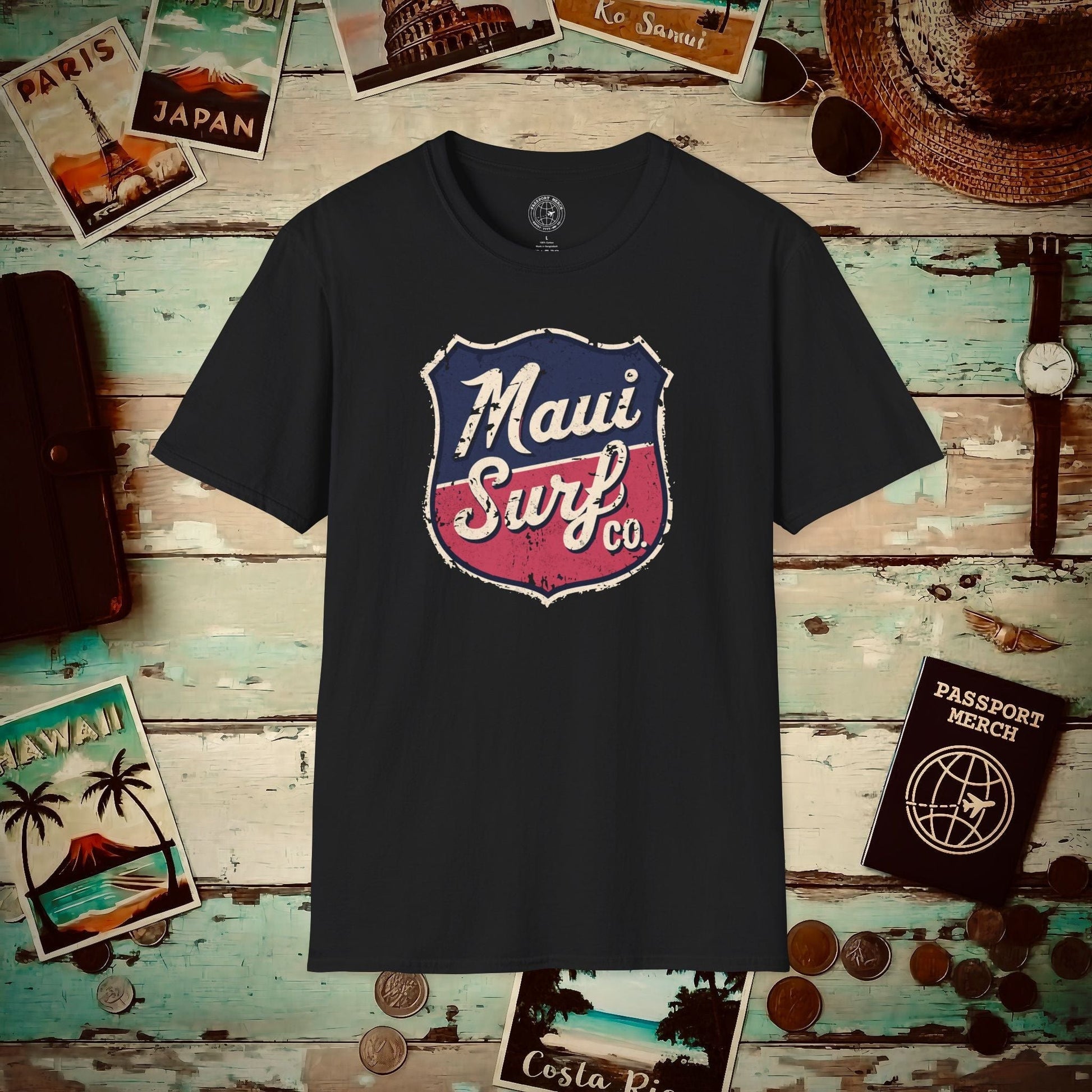 Vintage Maui Surf Co. Shield Hawaii T-Shirt Black / S