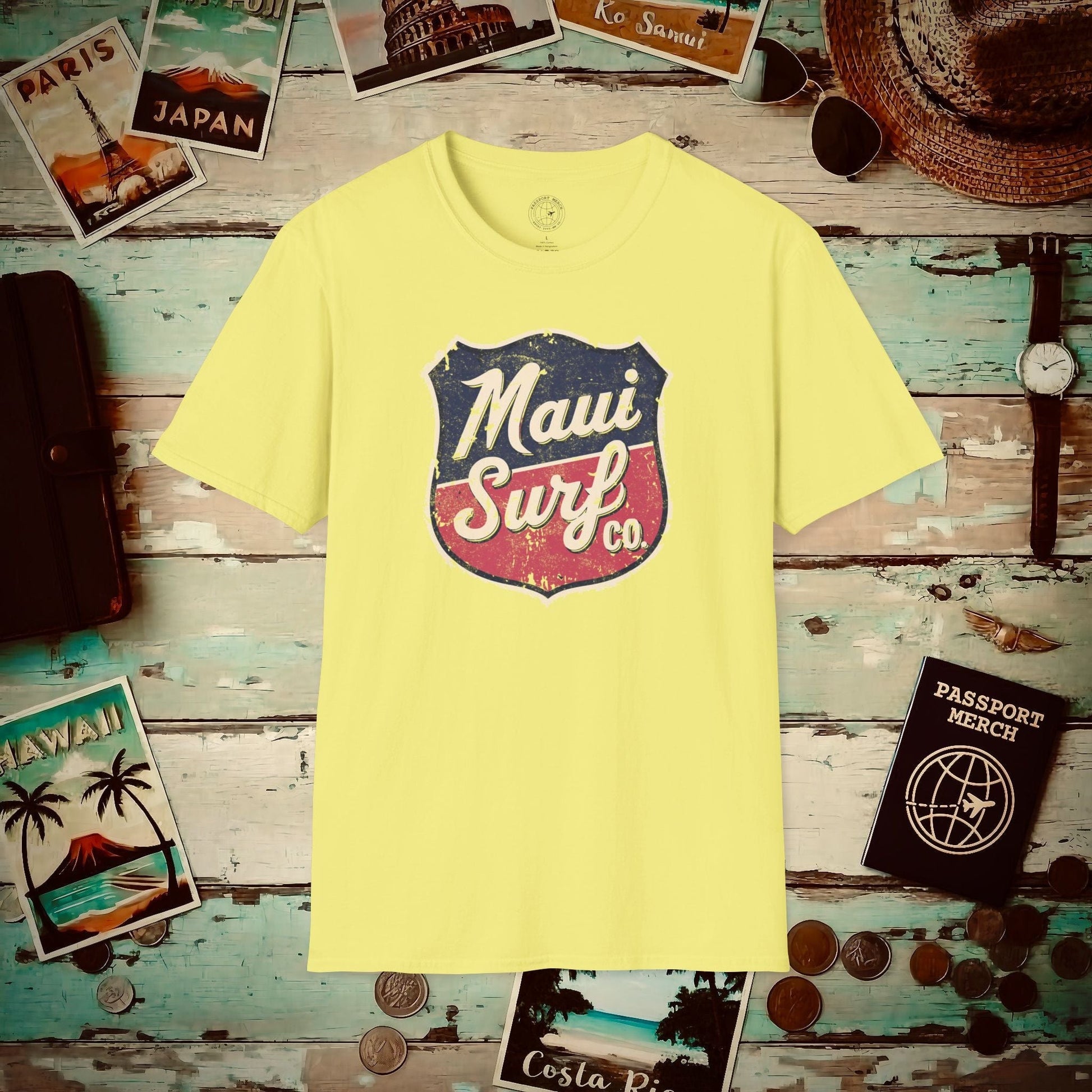 Vintage Maui Surf Co. Shield Hawaii T-Shirt Cornsilk / S