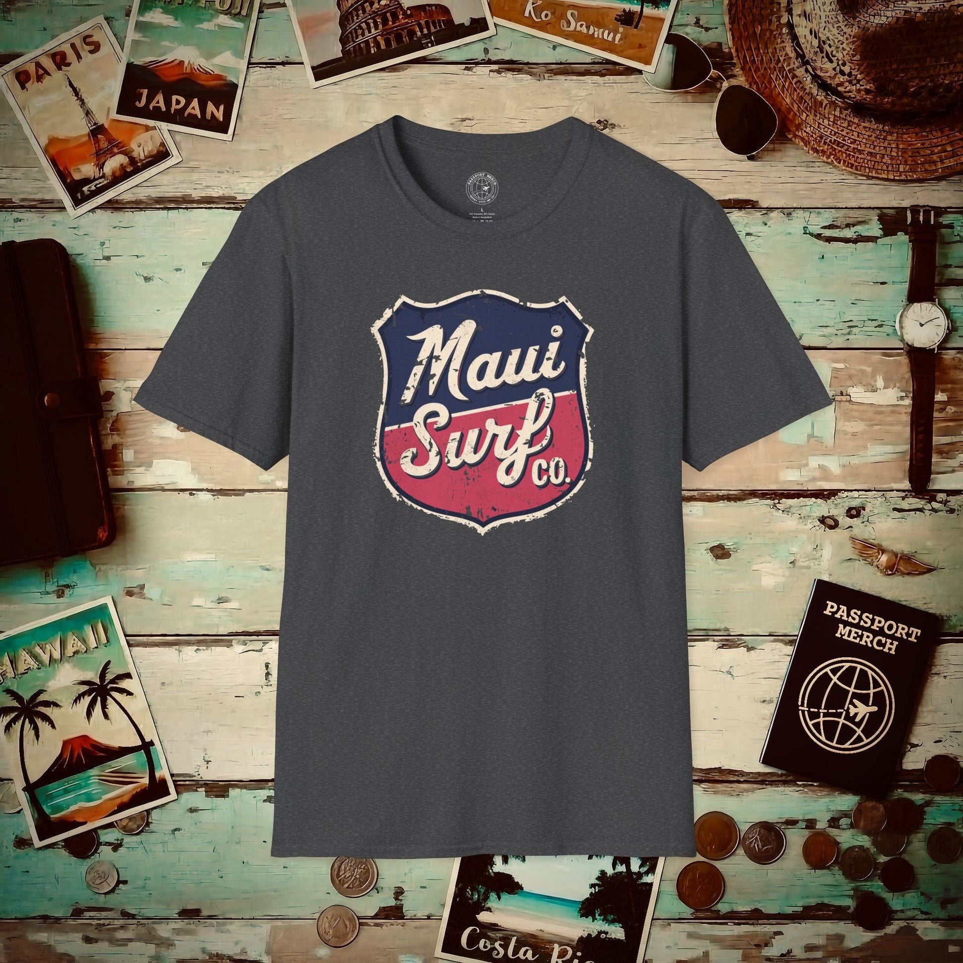 Vintage Maui Surf Co. Shield Hawaii T-Shirt Dark Heather / S
