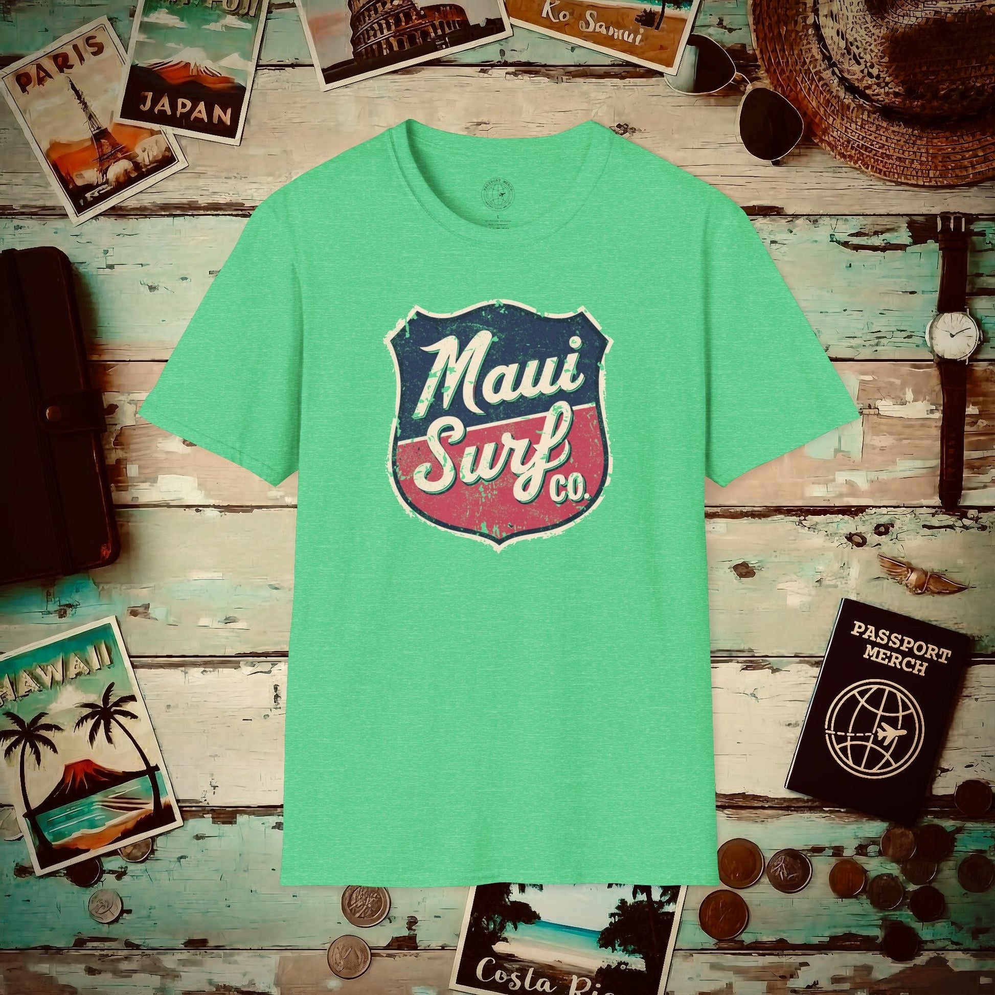 Vintage Maui Surf Co. Shield Hawaii T-Shirt Heather Irish Green / S