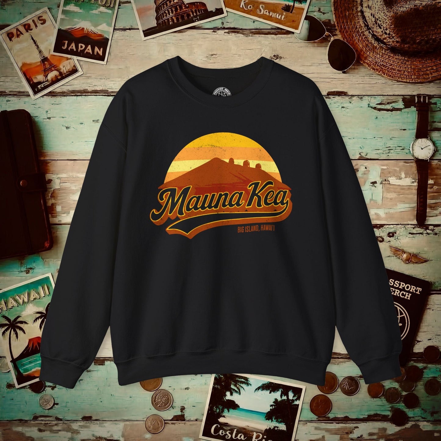 Vintage Mauna Kea, Big Island, Hawaii Crewneck Black / S