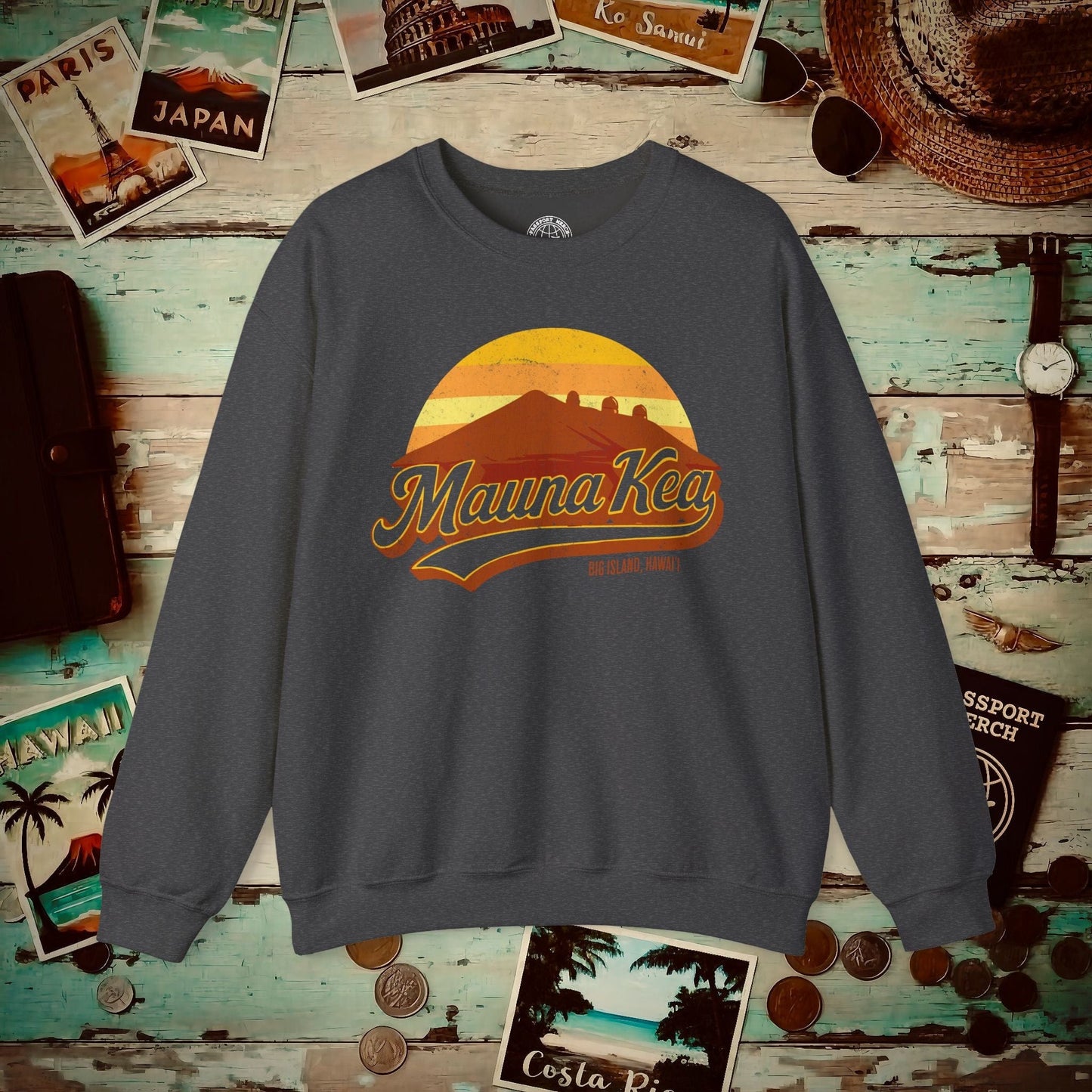 Vintage Mauna Kea, Big Island, Hawaii Crewneck Dark Heather / S