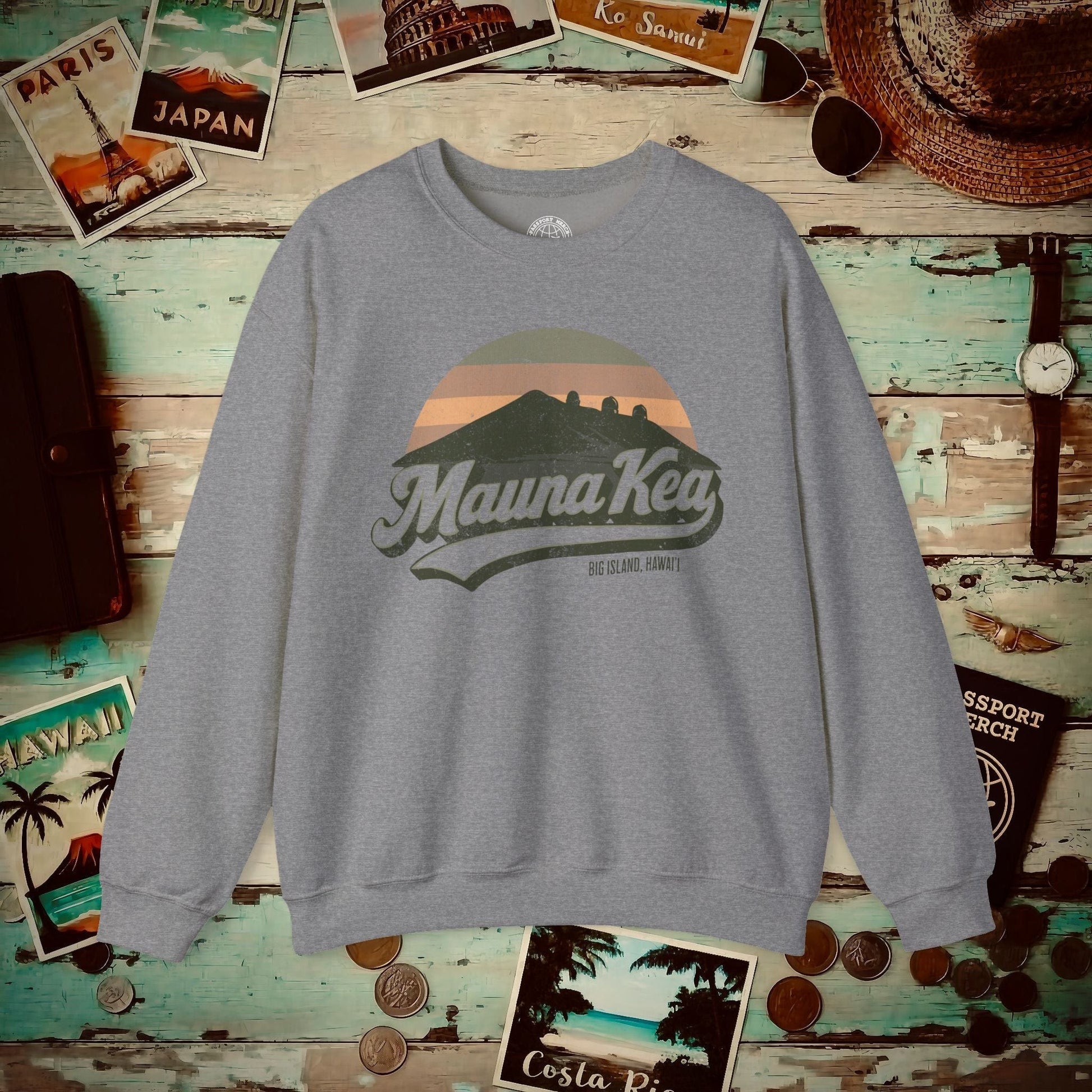 Vintage Mauna Kea, Big Island, Hawaii Crewneck Graphite Heather / S