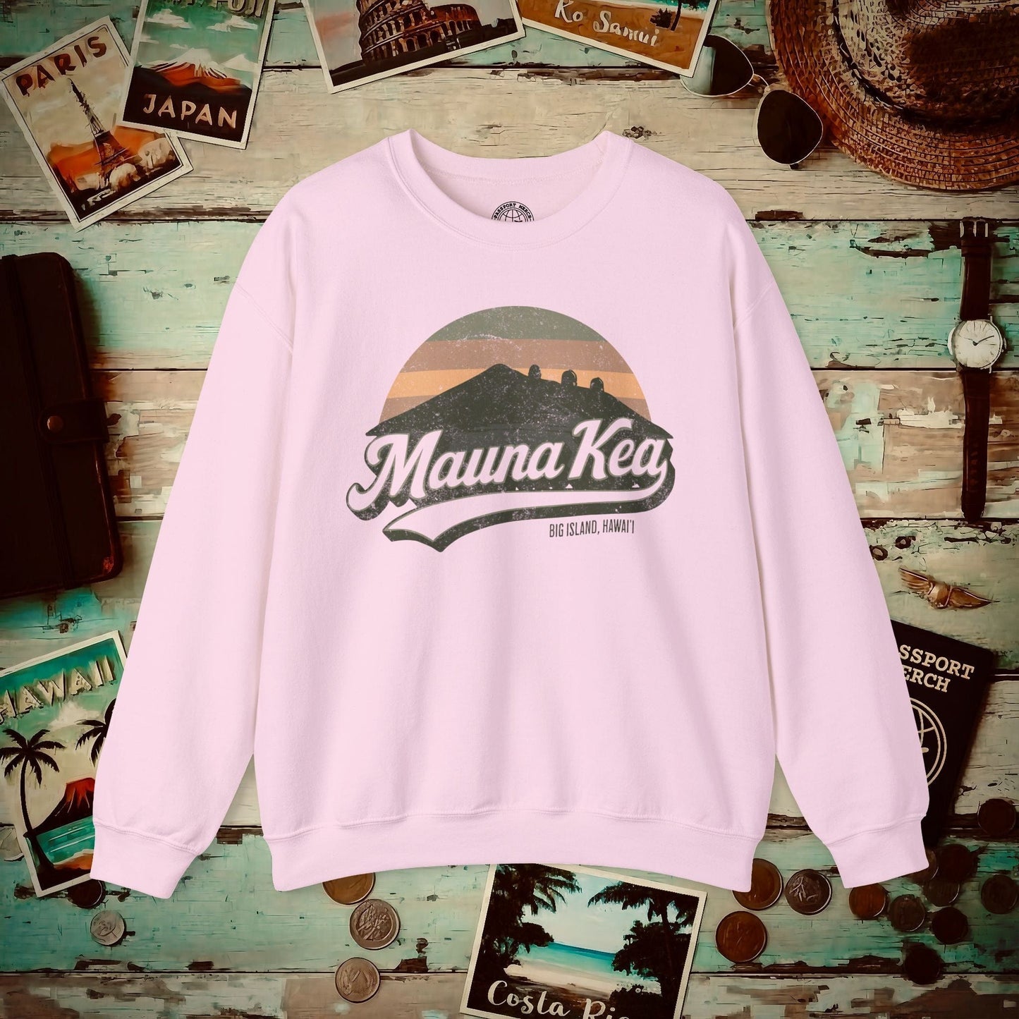Vintage Mauna Kea, Big Island, Hawaii Crewneck Light Pink / S