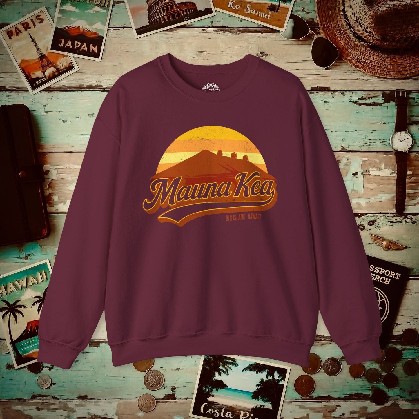 Vintage Mauna Kea, Big Island, Hawaii Crewneck Maroon / S