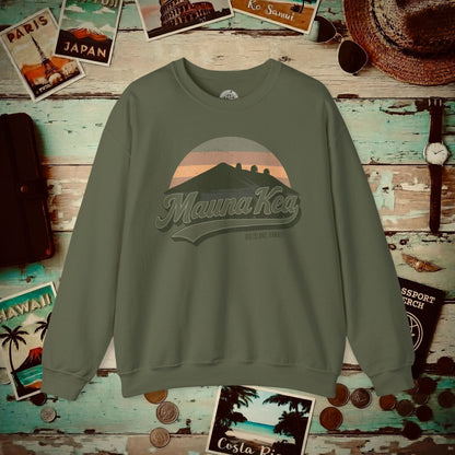 Vintage Mauna Kea, Big Island, Hawaii Crewneck Military Green / S