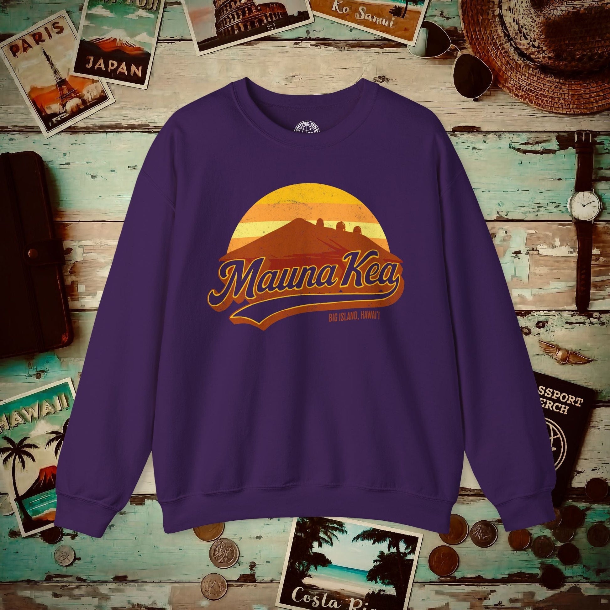 Vintage Mauna Kea, Big Island, Hawaii Crewneck Purple / S