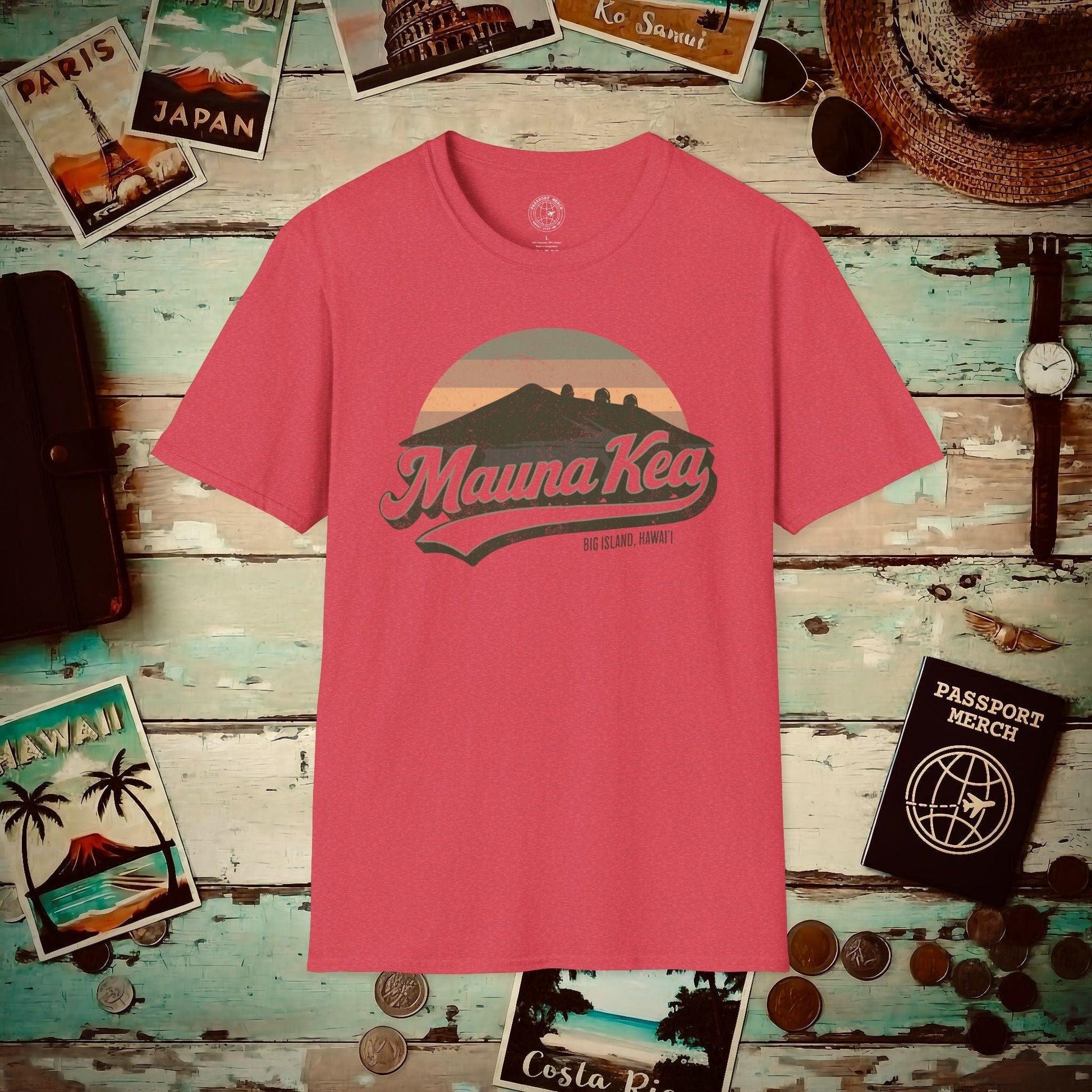 Vintage Mauna Kea, Big Island, Hawaii T-Shirt Heather Red / S