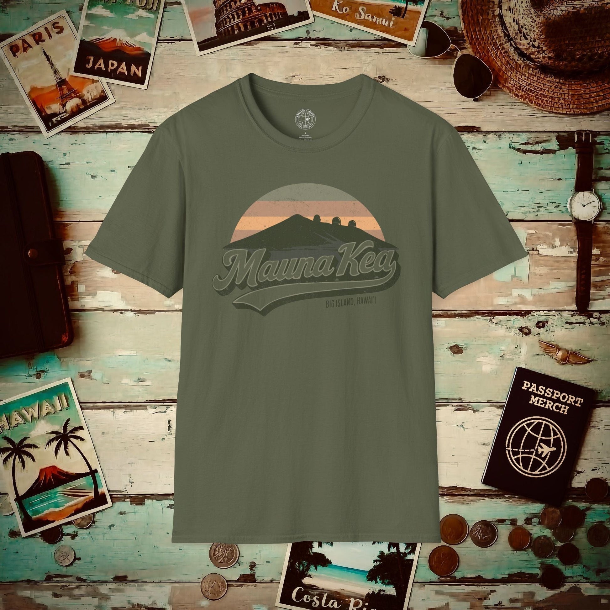 Vintage Mauna Kea, Big Island, Hawaii T-Shirt Military Green / S