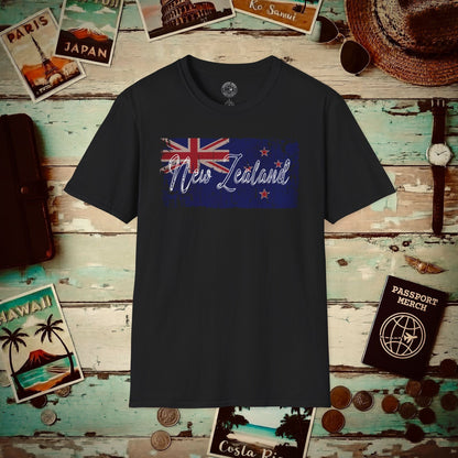 Vintage New Zealand Flag T-Shirt Black / S