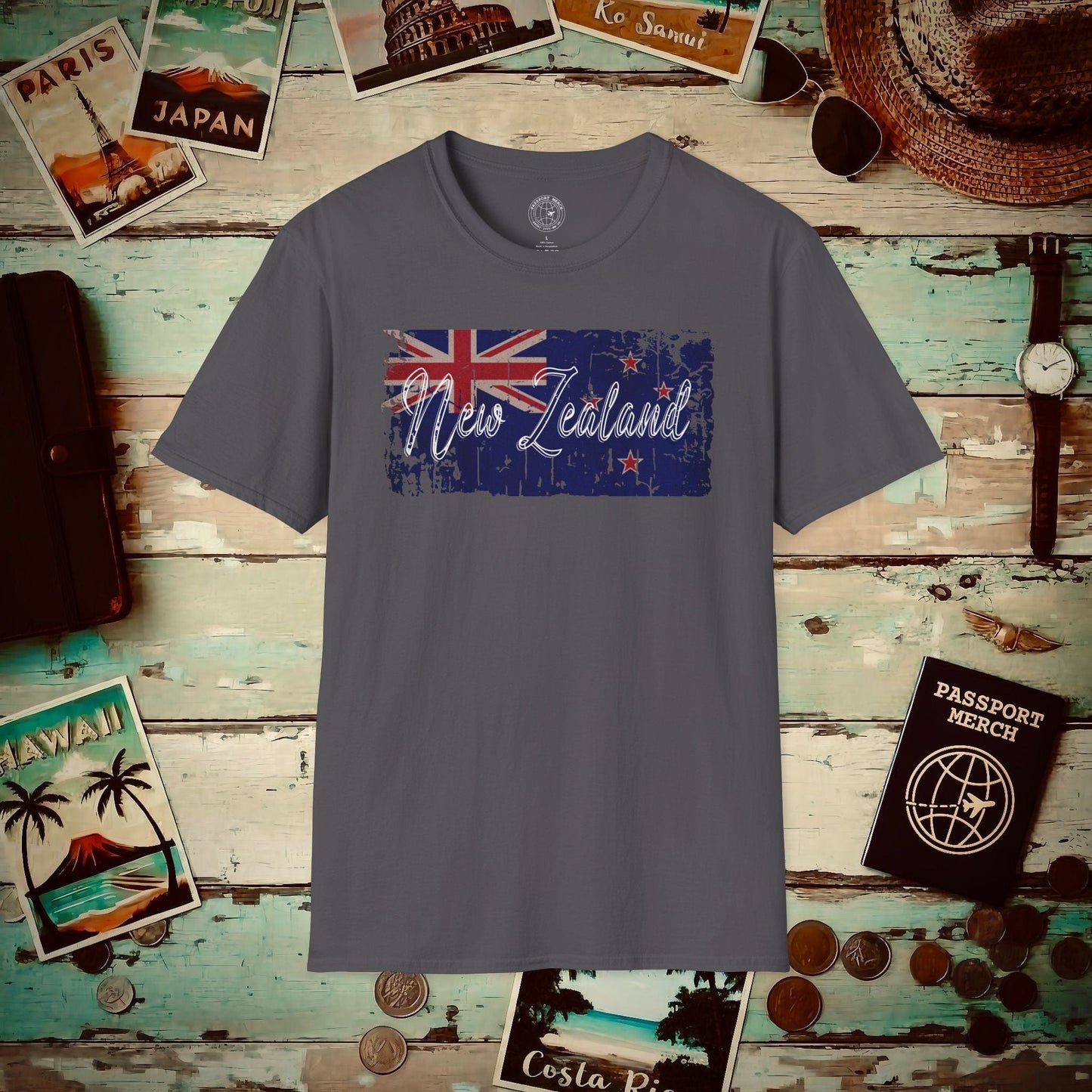 Vintage New Zealand Flag T-Shirt Charcoal / S