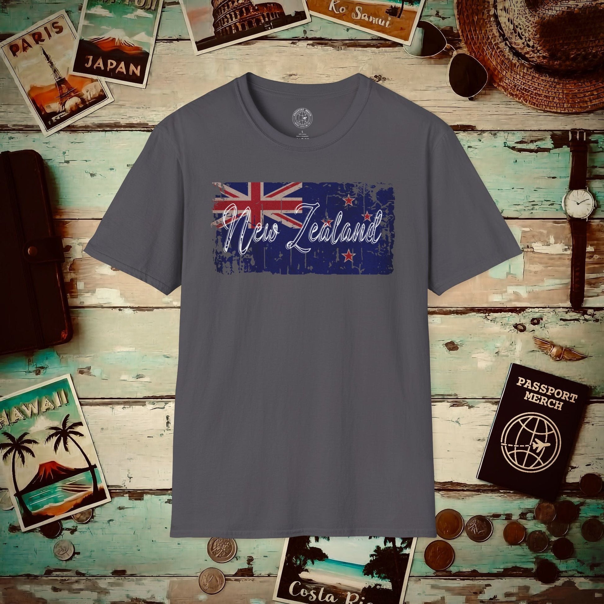 Vintage New Zealand Flag T-Shirt Charcoal / S
