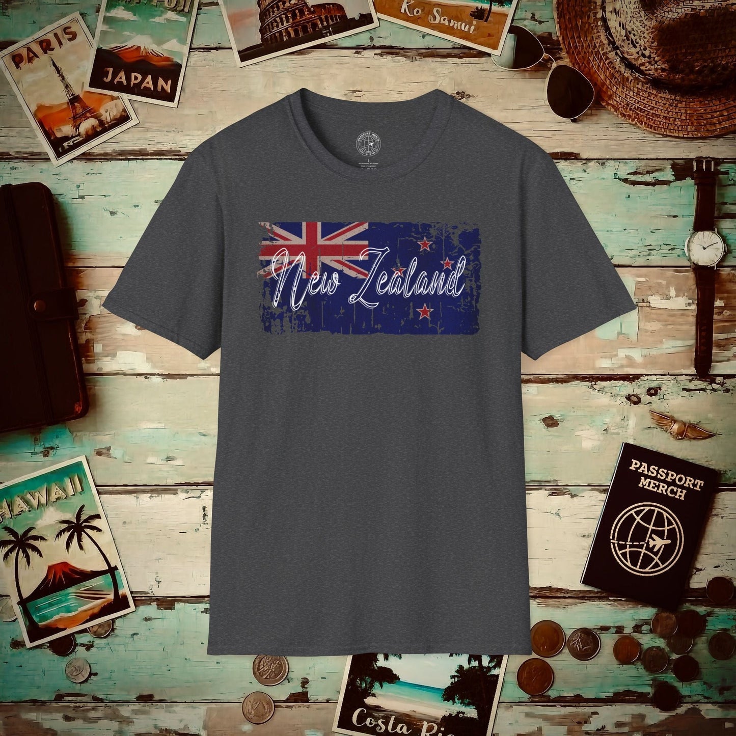 Vintage New Zealand Flag T-Shirt Dark Heather / S