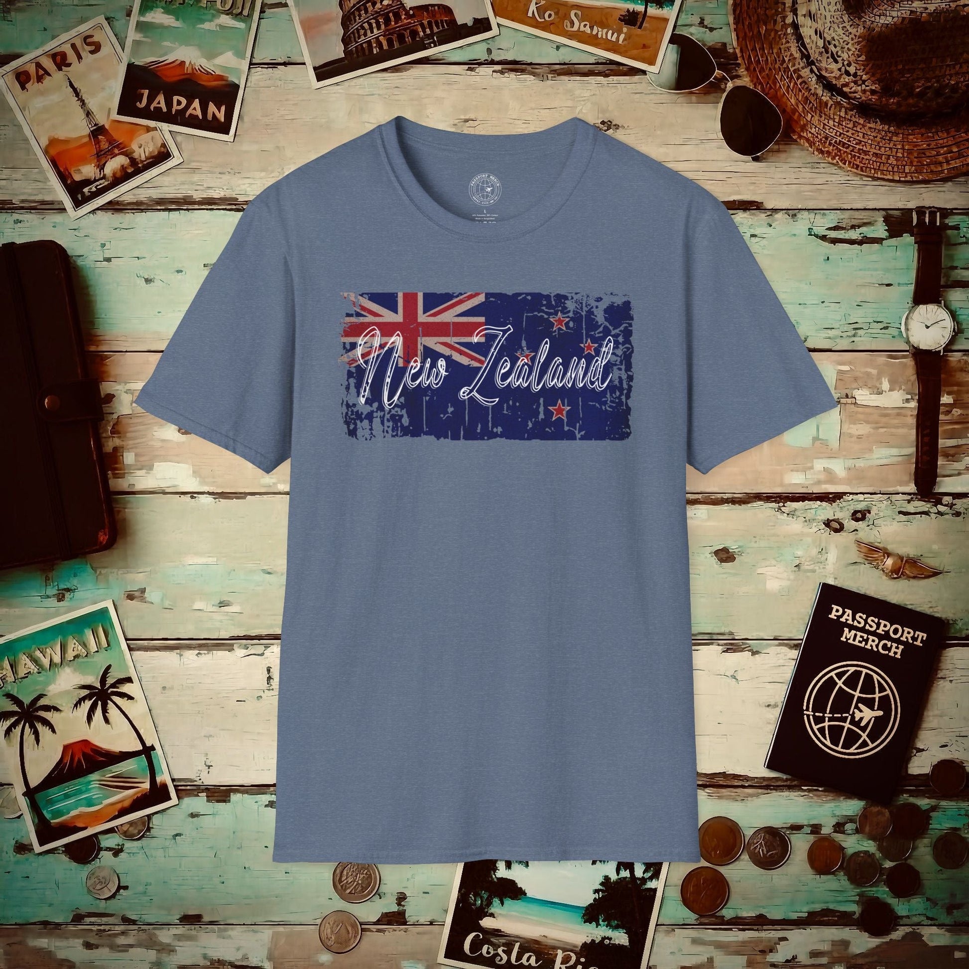 Vintage New Zealand Flag T-Shirt Heather Indigo / S