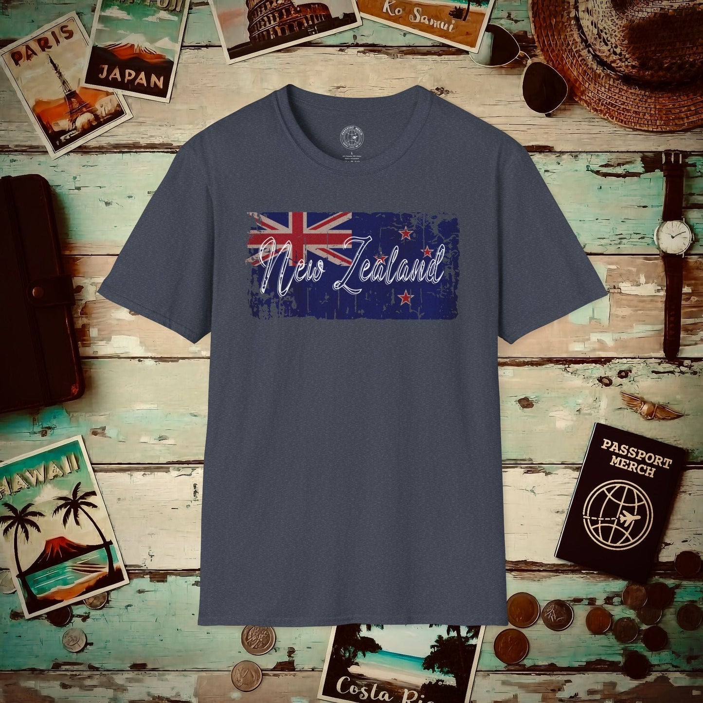 Vintage New Zealand Flag T-Shirt Heather Navy / S