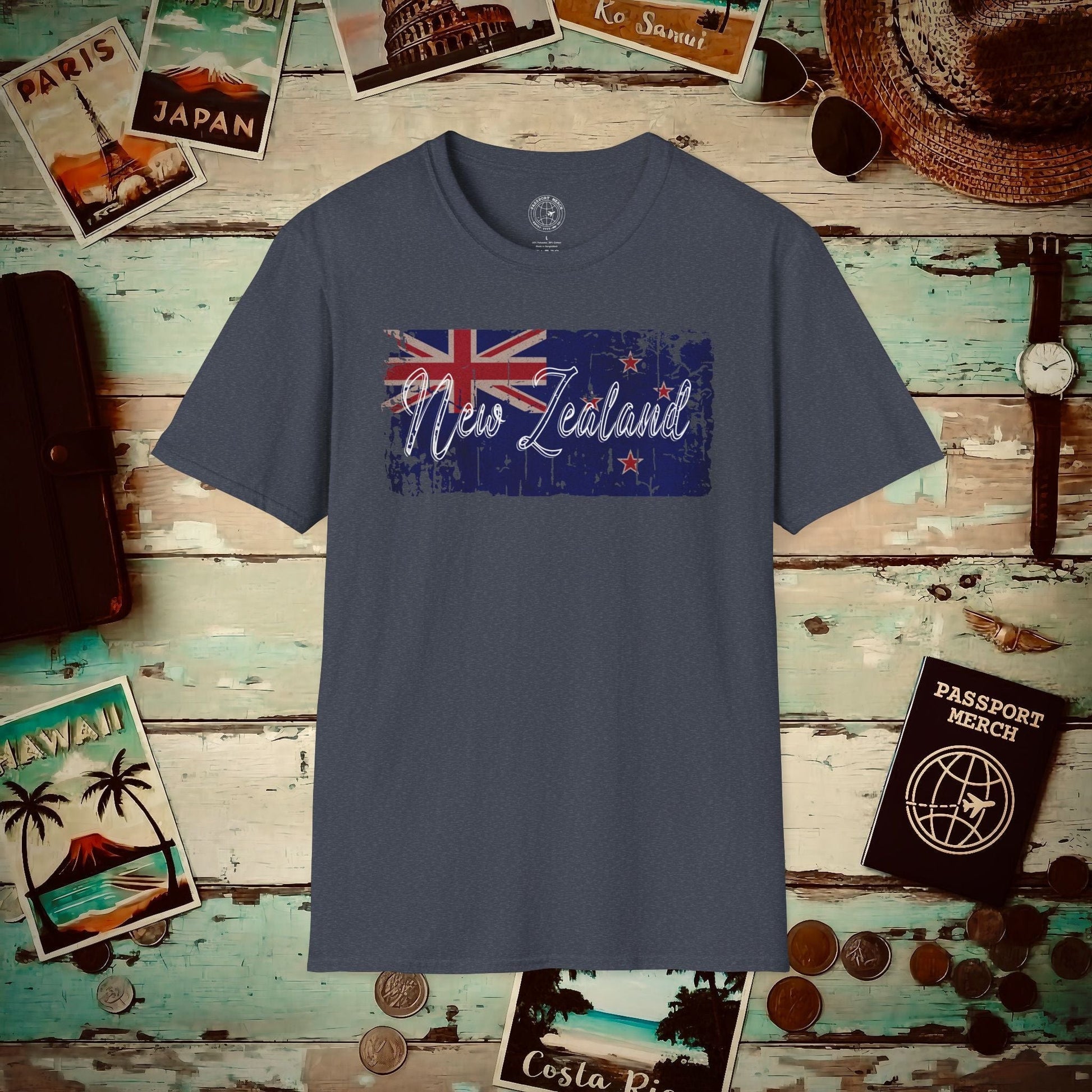 Vintage New Zealand Flag T-Shirt Heather Navy / S