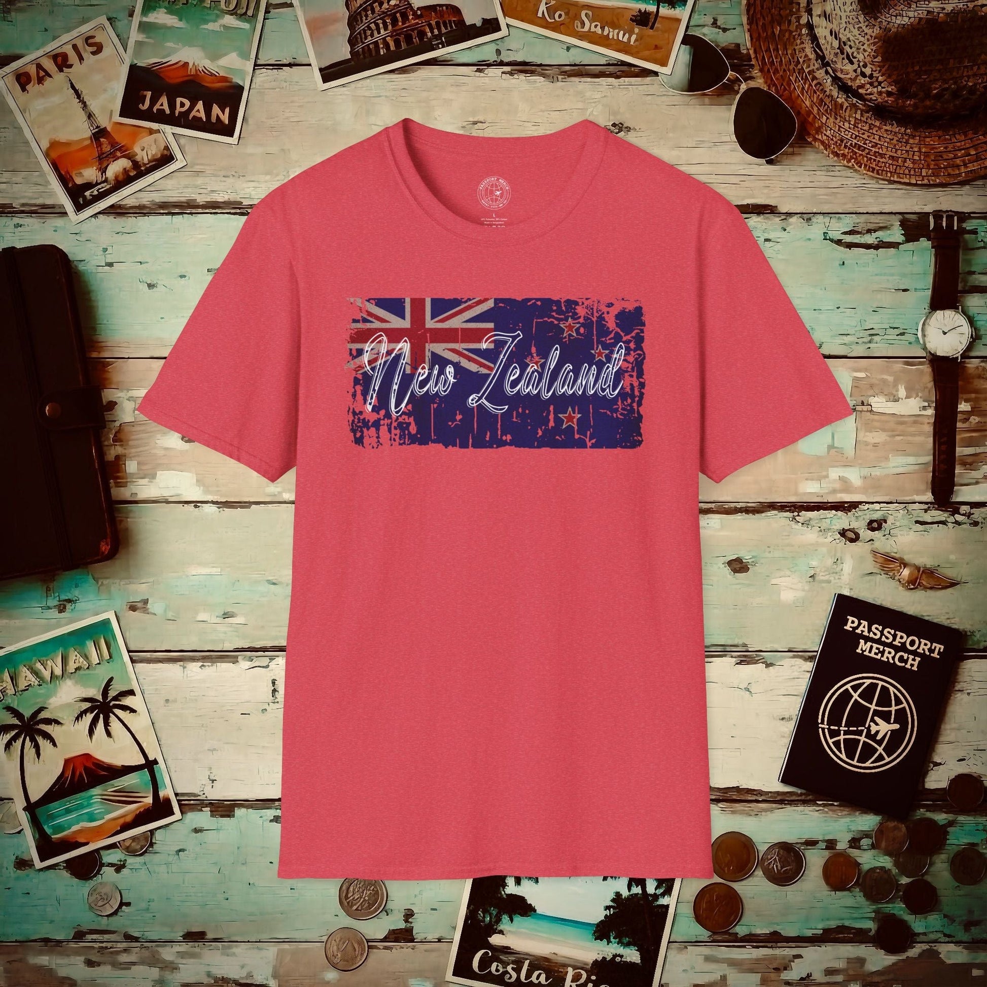 Vintage New Zealand Flag T-Shirt Heather Red / S