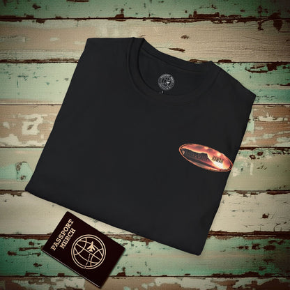 Vintage Nostalgia, Waikiki, Hawaii, Back Print T-Shirt Black / S