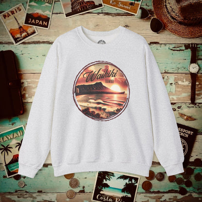 Vintage Nostalgia, Waikiki, Hawaii Crewneck Ash / S