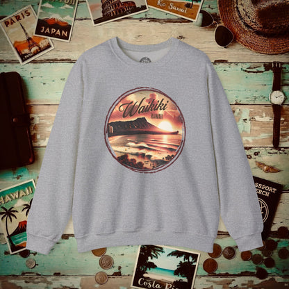 Vintage Nostalgia, Waikiki, Hawaii Crewneck Sport Grey / S
