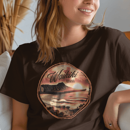 Vintage Nostalgia, Waikiki, Hawaii T-Shirt Dark Chocolate / S
