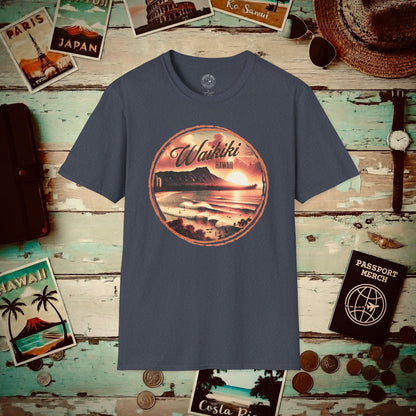 Vintage Nostalgia, Waikiki, Hawaii T-Shirt Heather Navy / S