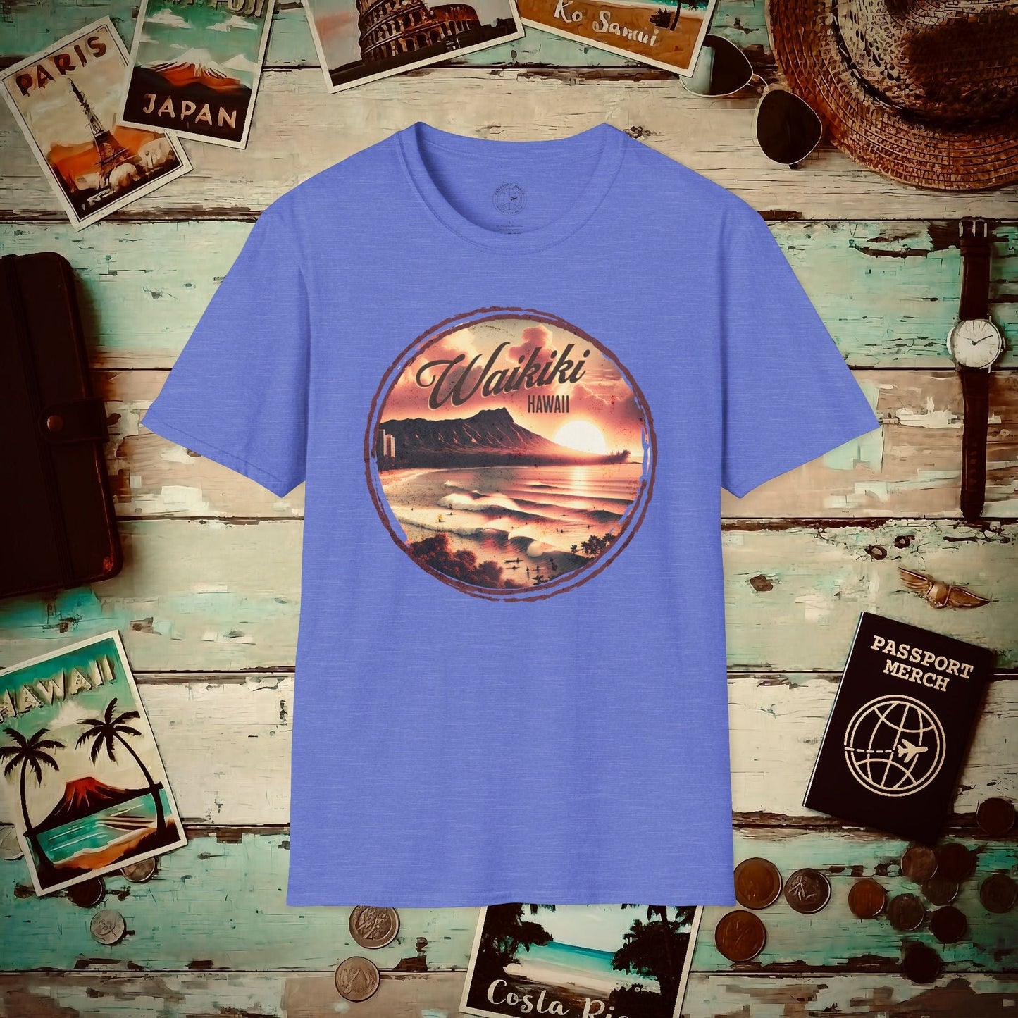 Vintage Nostalgia, Waikiki, Hawaii T-Shirt Heather Royal / S