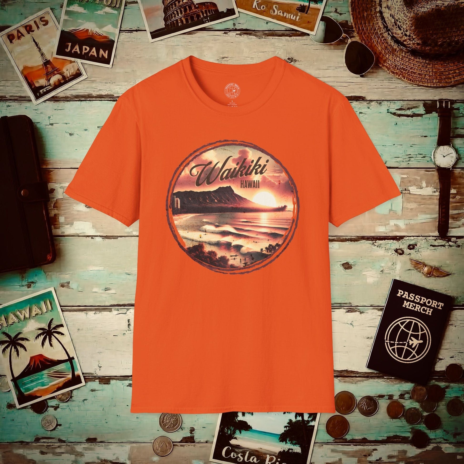Vintage Nostalgia, Waikiki, Hawaii T-Shirt Orange / S