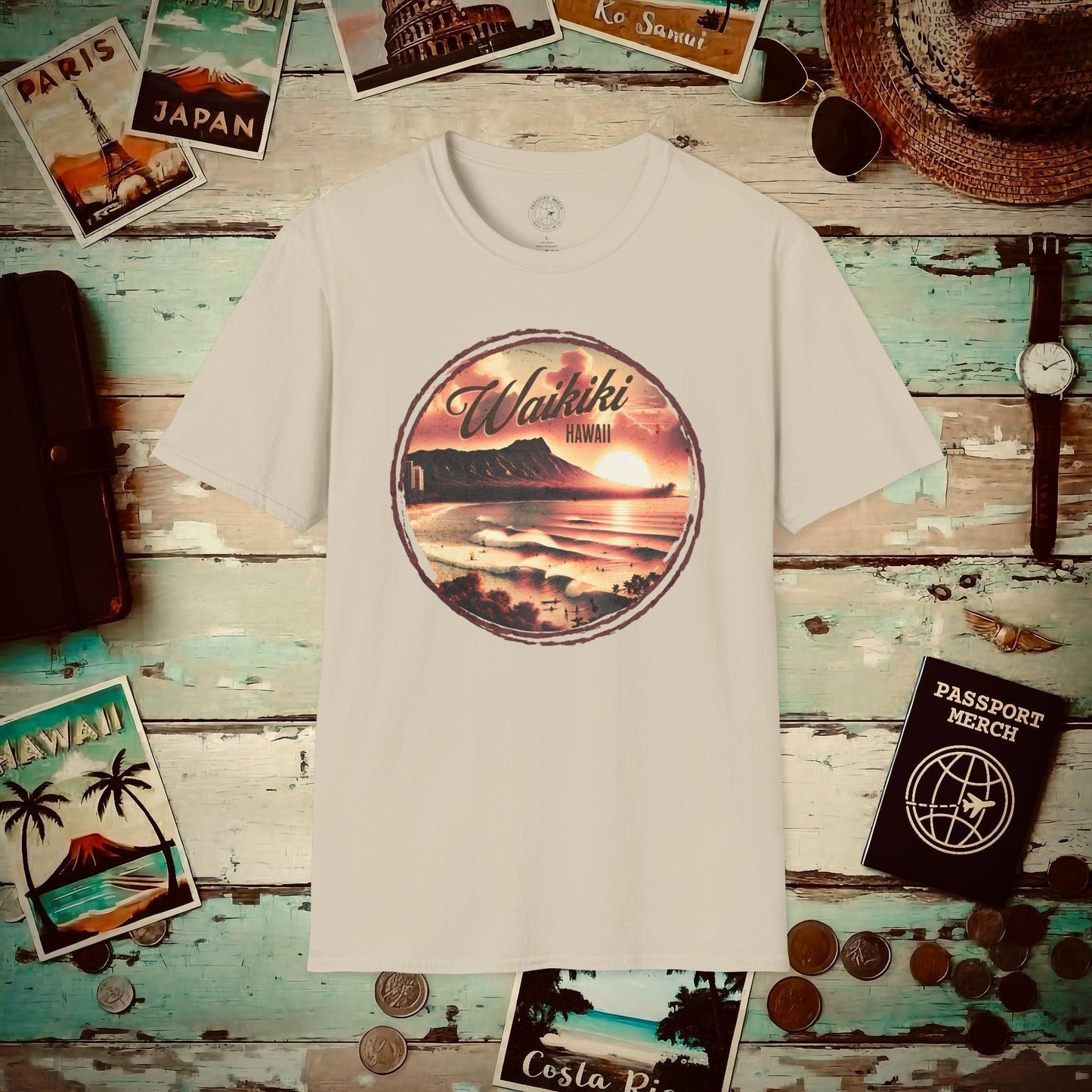 Vintage Nostalgia, Waikiki, Hawaii T-Shirt Sand / S