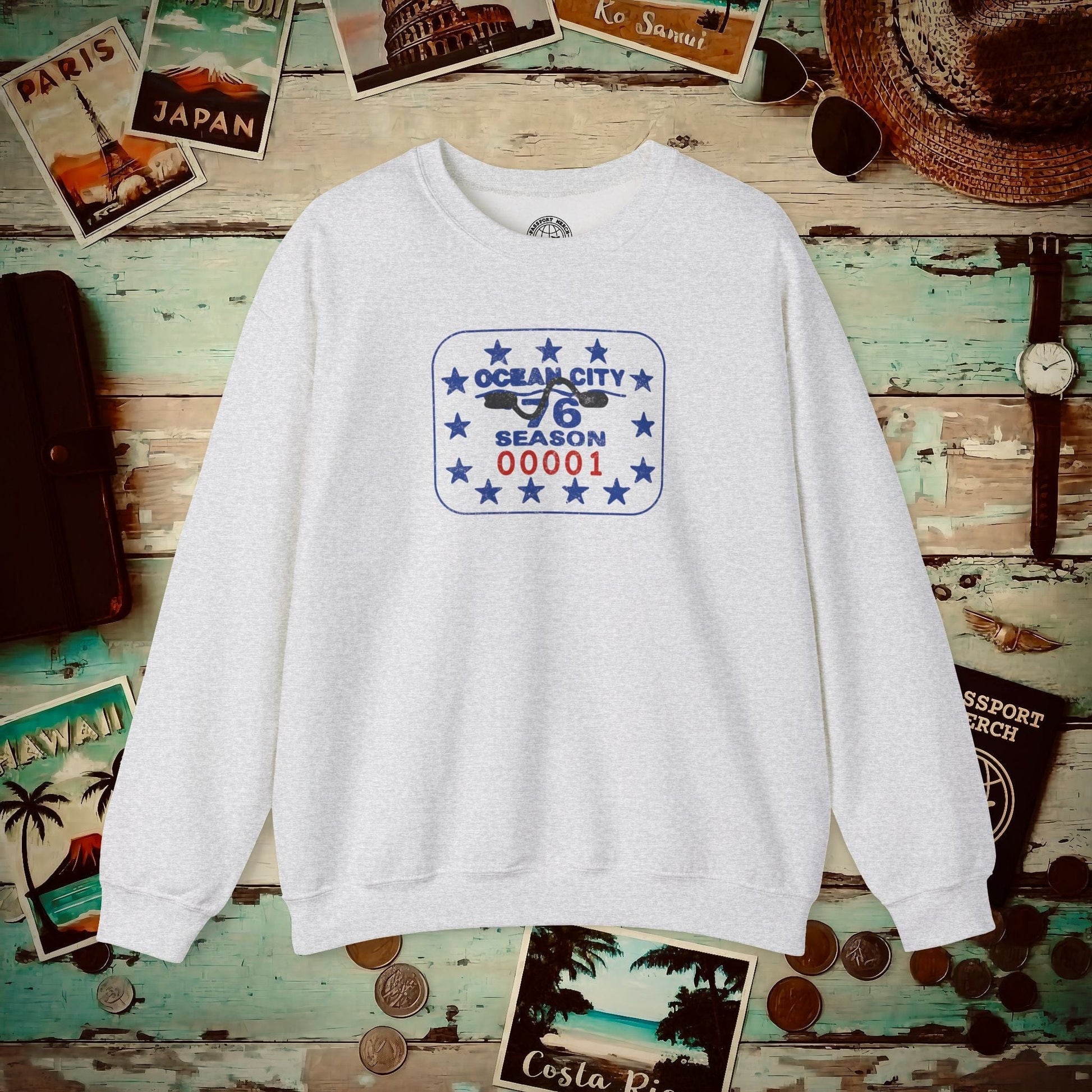 Vintage Ocean City 1976 Beach Tag, New Jersey Crewneck Ash / S