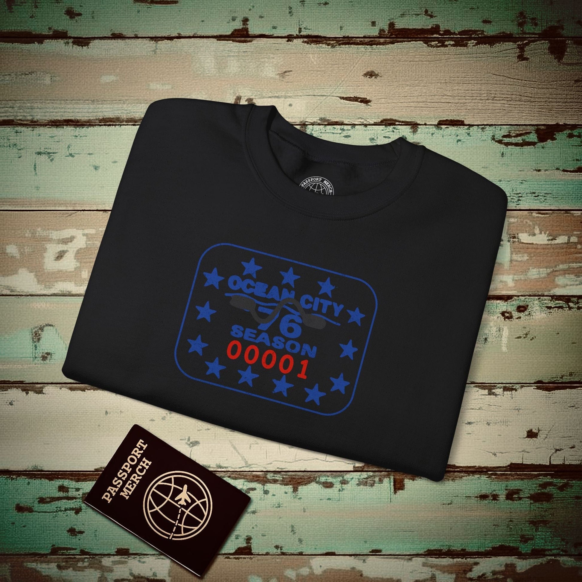 Vintage Ocean City 1976 Beach Tag, New Jersey Crewneck Black / S