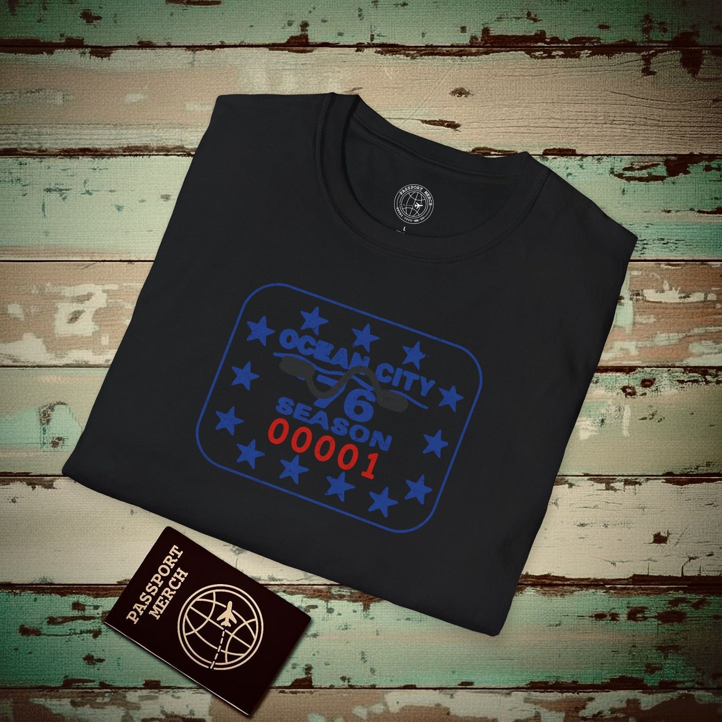 Vintage Ocean City 1976 Beach Tag, New Jersey T-Shirt Black / S